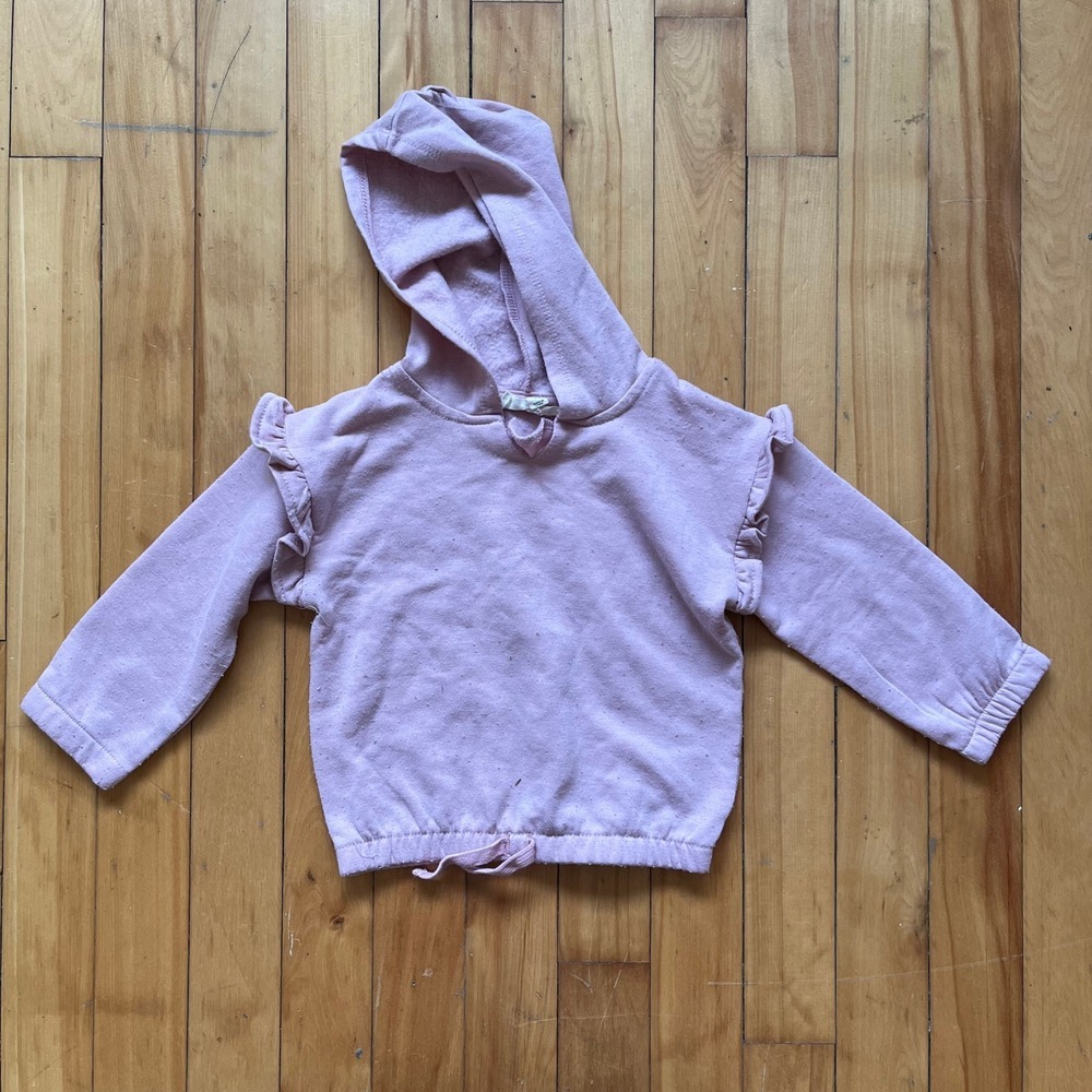 Jessica Simpson Girls Pink Ruffle Hoodie Sweatshirt Size 2T